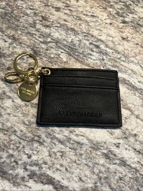 Steve Madden Black Cardholder Keyring with Gold Hardware GUC